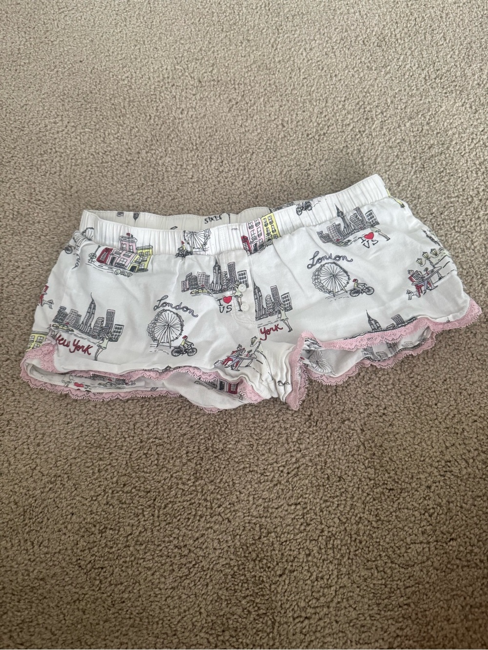 Victoria's Secret White City Print Sleep Shorts